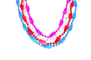 36" Flip-Flop Beads Red, Silver, Pink, Light Blue