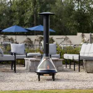 70 Inch Chiminea Outdoor Fireplace and Pellet Hopper