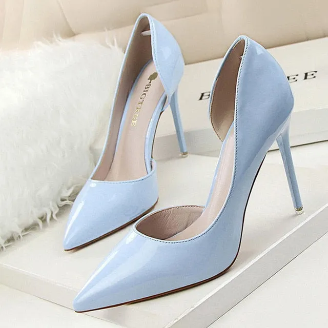 BIGTREE Shoes Patent Leather Heels 2020 Fashion Woman Pumps Stiletto Women Shoes Sexy Party Shoes Women High Heels 12 Colour