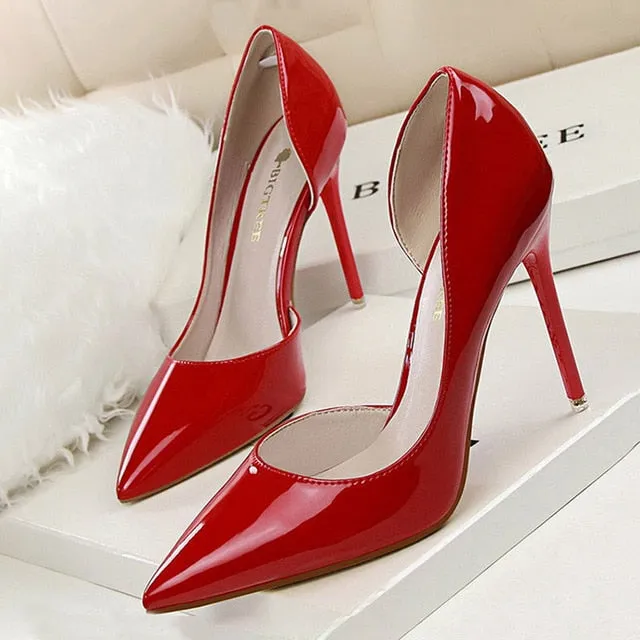 BIGTREE Shoes Patent Leather Heels 2020 Fashion Woman Pumps Stiletto Women Shoes Sexy Party Shoes Women High Heels 12 Colour