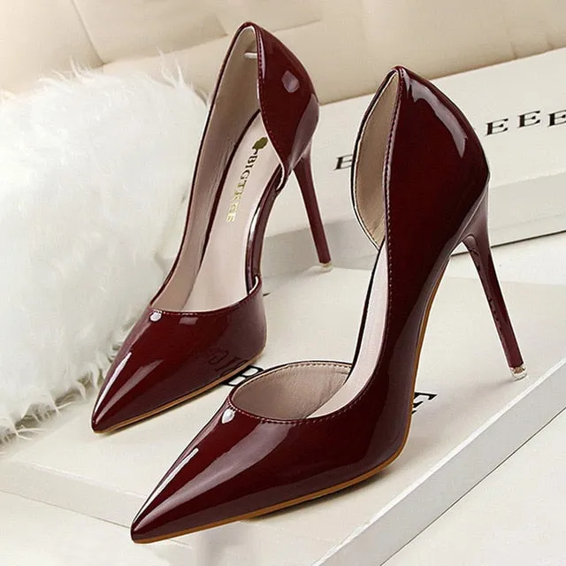 BIGTREE Shoes Patent Leather Heels 2020 Fashion Woman Pumps Stiletto Women Shoes Sexy Party Shoes Women High Heels 12 Colour