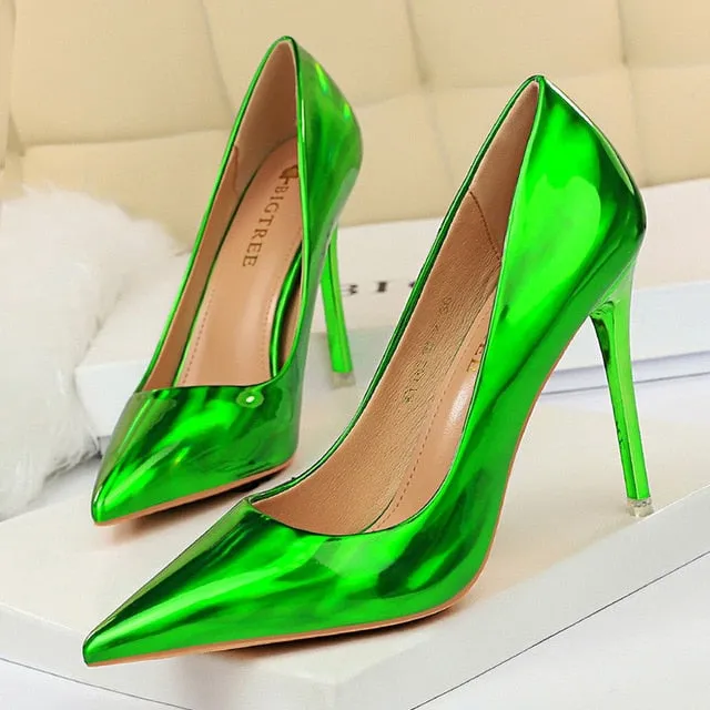 BIGTREE Women Pumps Shoes New Patent Leather Fashion Women Sexy High Heels Shoes Office Shoes Women's Wedding Shoes Party