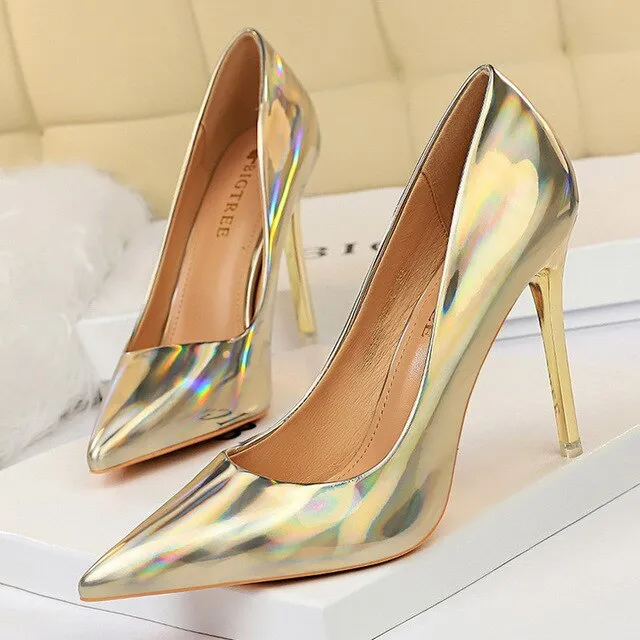 BIGTREE Women Pumps Shoes New Patent Leather Fashion Women Sexy High Heels Shoes Office Shoes Women's Wedding Shoes Party
