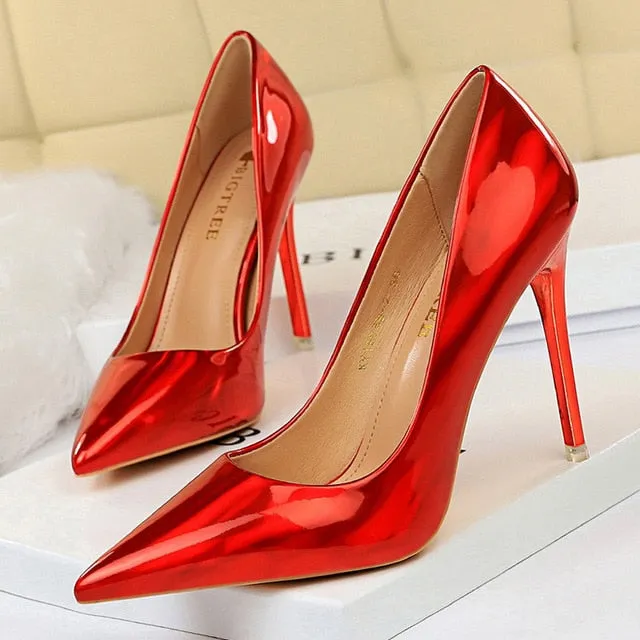BIGTREE Women Pumps Shoes New Patent Leather Fashion Women Sexy High Heels Shoes Office Shoes Women's Wedding Shoes Party