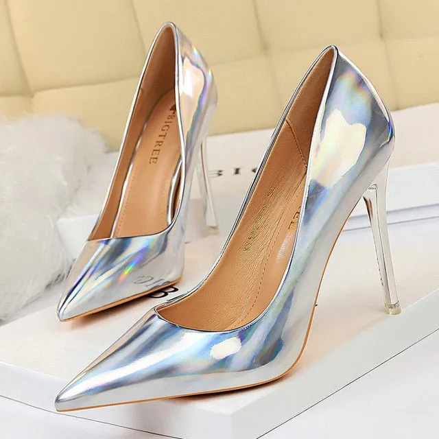 BIGTREE Women Pumps Shoes New Patent Leather Fashion Women Sexy High Heels Shoes Office Shoes Women's Wedding Shoes Party
