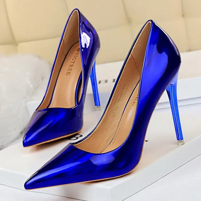 BIGTREE Women Pumps Shoes New Patent Leather Fashion Women Sexy High Heels Shoes Office Shoes Women's Wedding Shoes Party