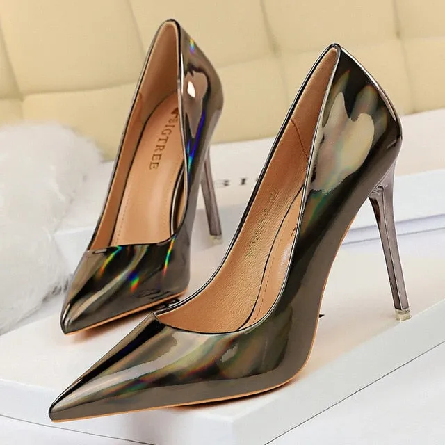 BIGTREE Women Pumps Shoes New Patent Leather Fashion Women Sexy High Heels Shoes Office Shoes Women's Wedding Shoes Party