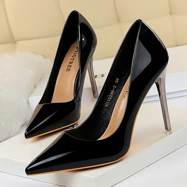BIGTREE Women Pumps Shoes New Patent Leather Fashion Women Sexy High Heels Shoes Office Shoes Women's Wedding Shoes Party