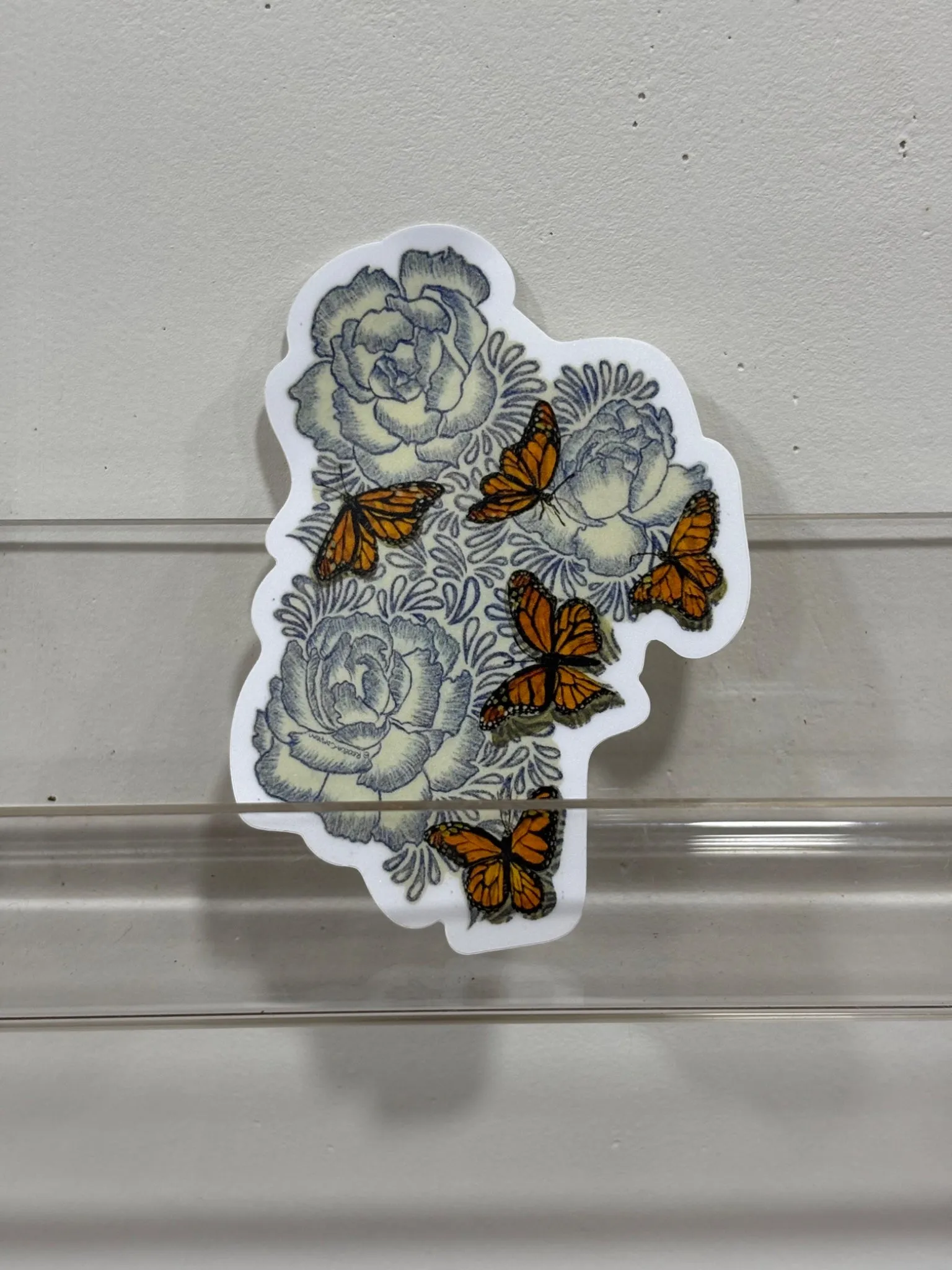 Blue Floral Butterfly Sticker