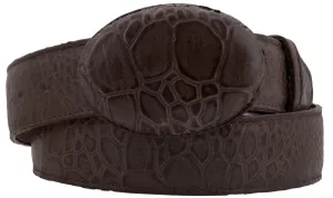 Brown Western Cowboy Belt Sea Turtle Animal Print Leather - Rodeo Buckle