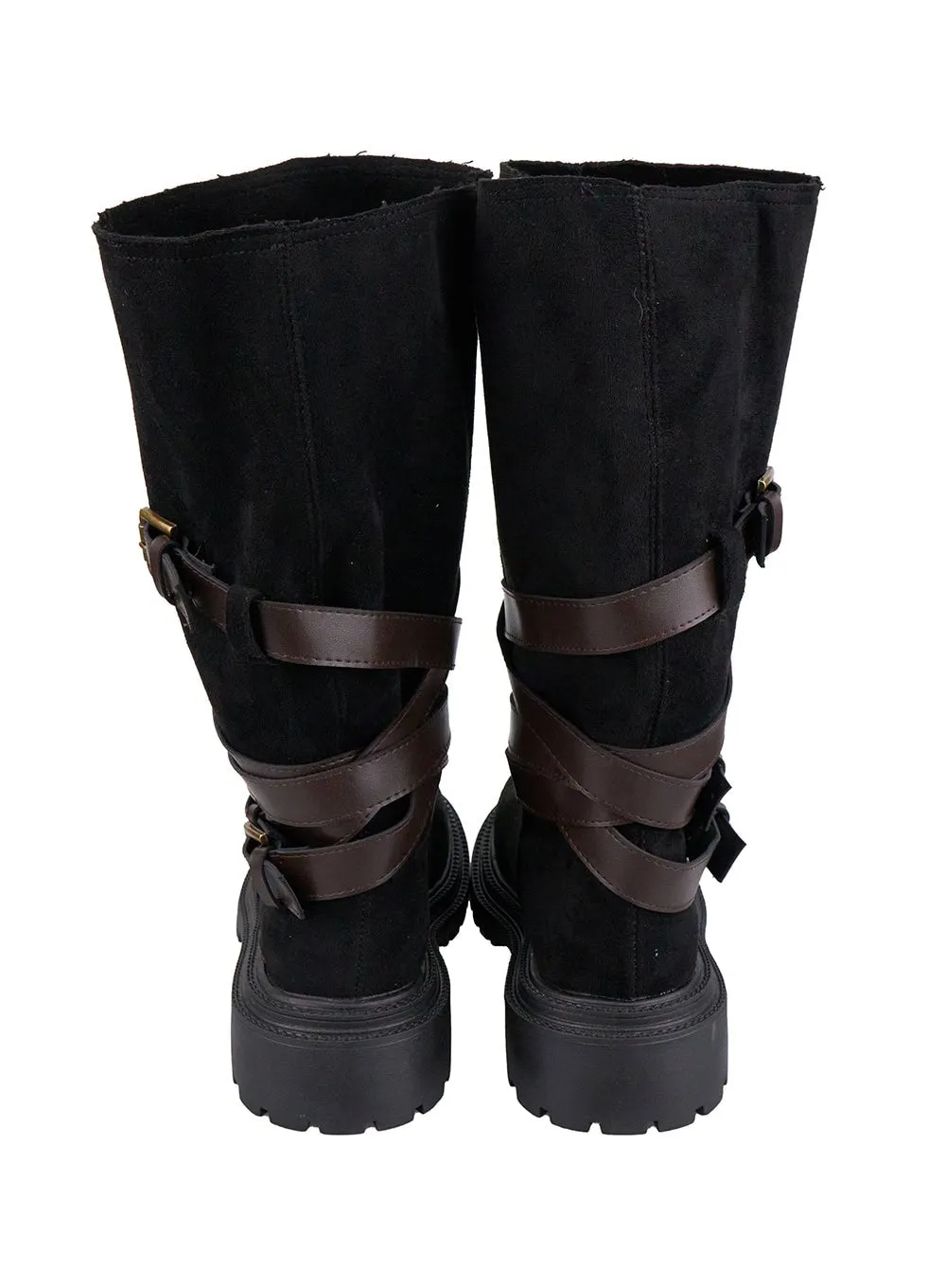 Buckle Chic Faux Leather Long Boots IO430