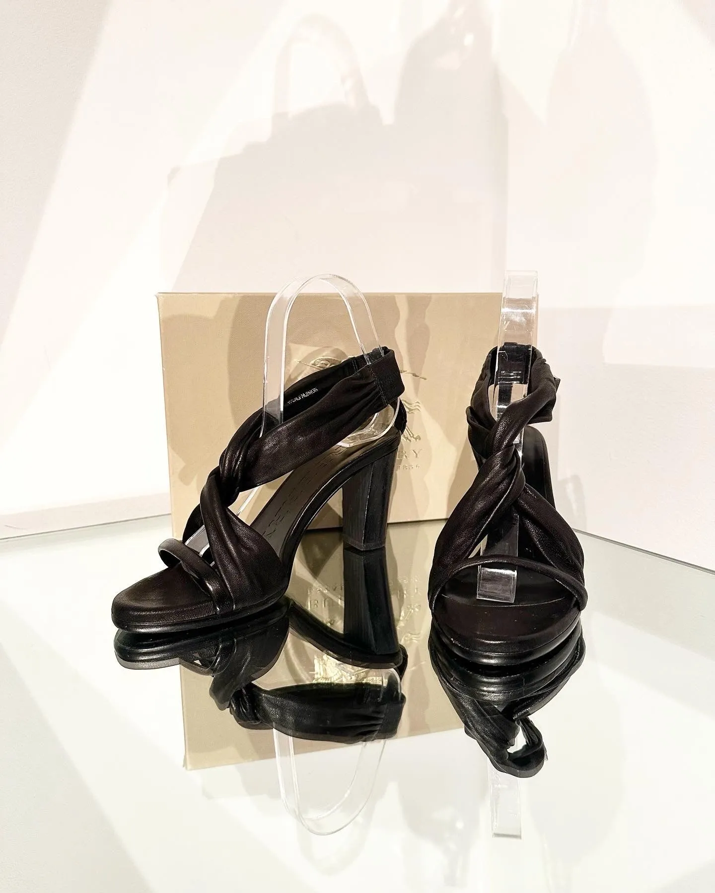 BURBERRY Leather High Heel Sandals
