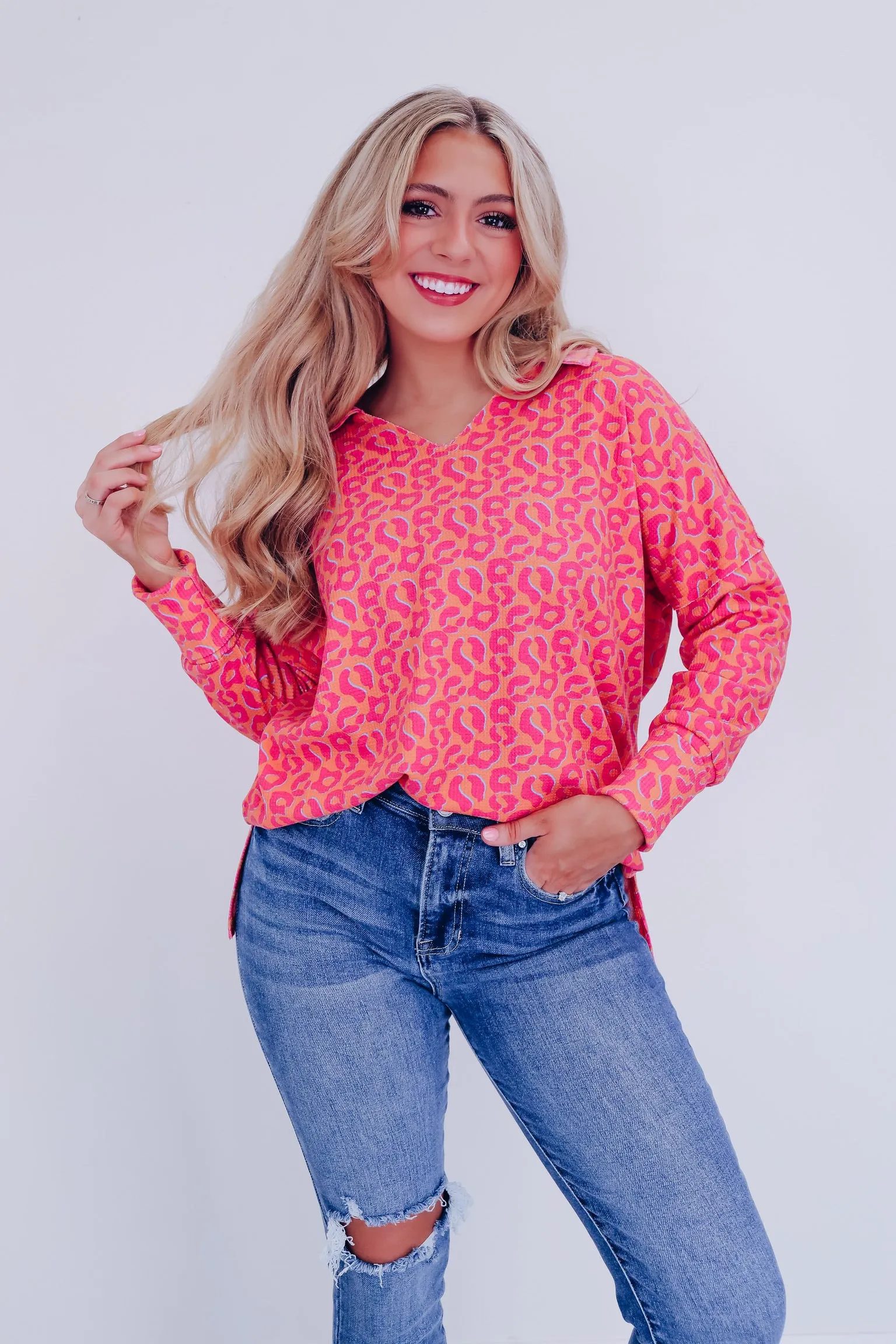 Casual Sophistication Leopard Waffle Knit Top - Leopard