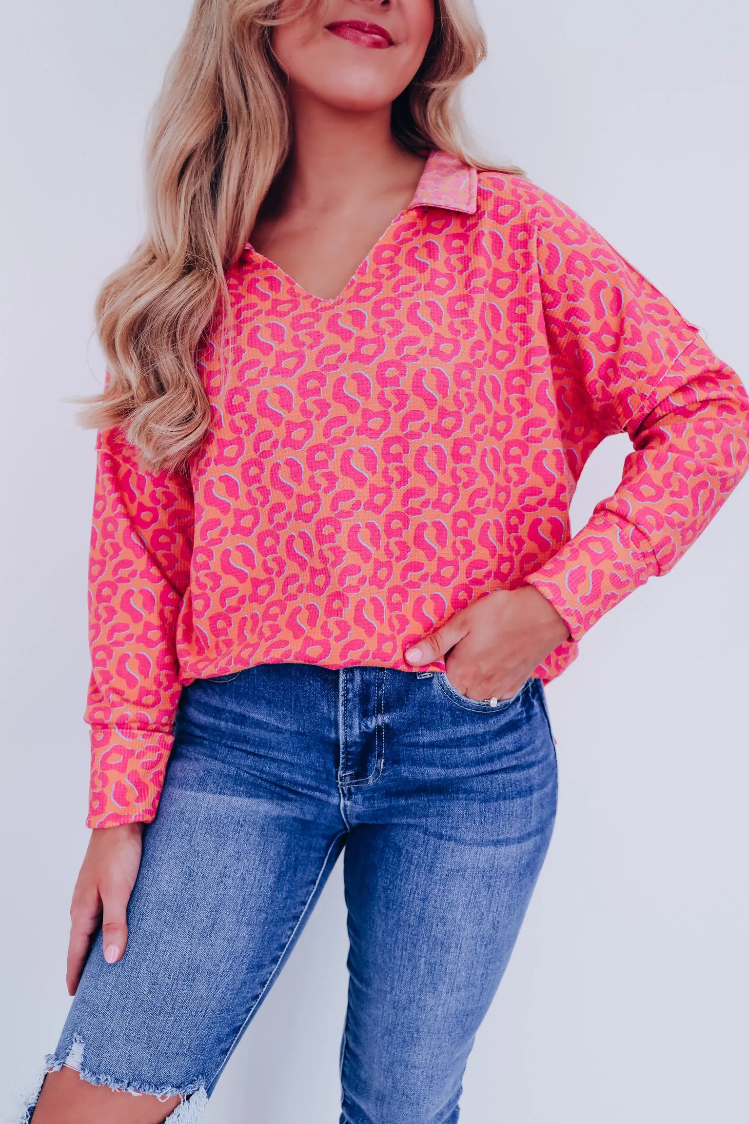 Casual Sophistication Leopard Waffle Knit Top - Leopard