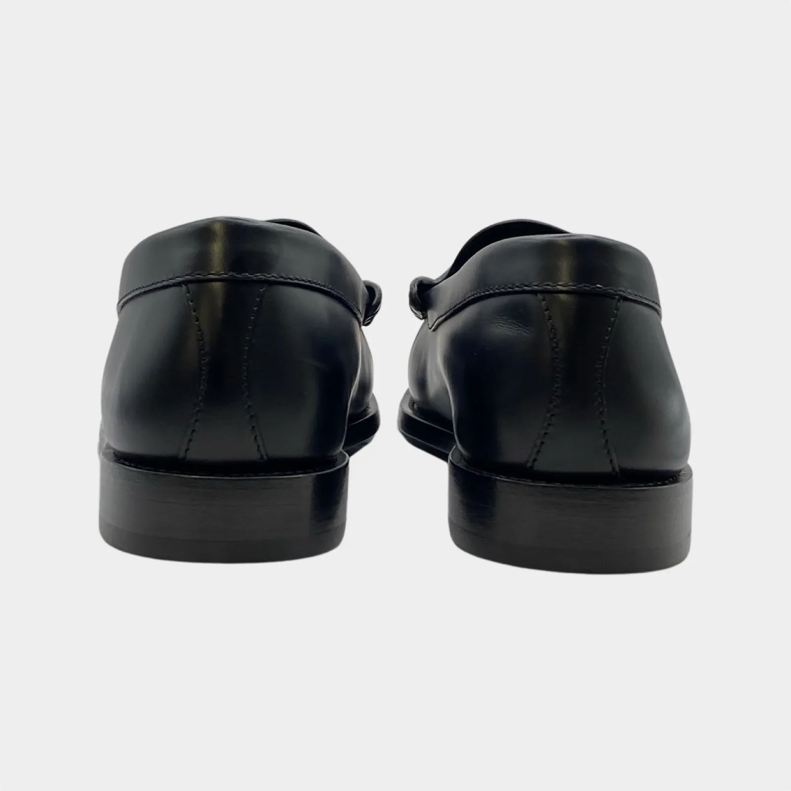 Celine black leather tassle loafers
