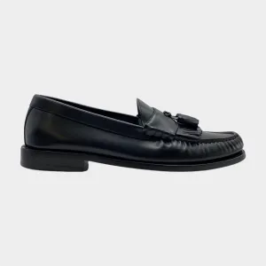 Celine black leather tassle loafers