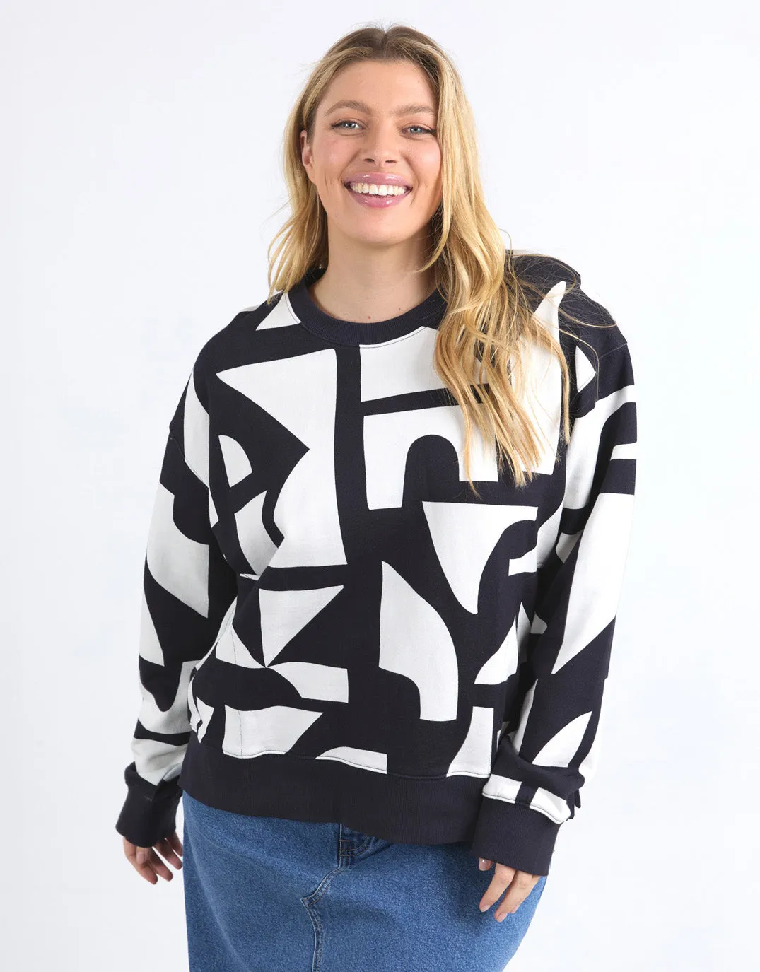 Dali Geo Crew - Midnight/White Geo Print