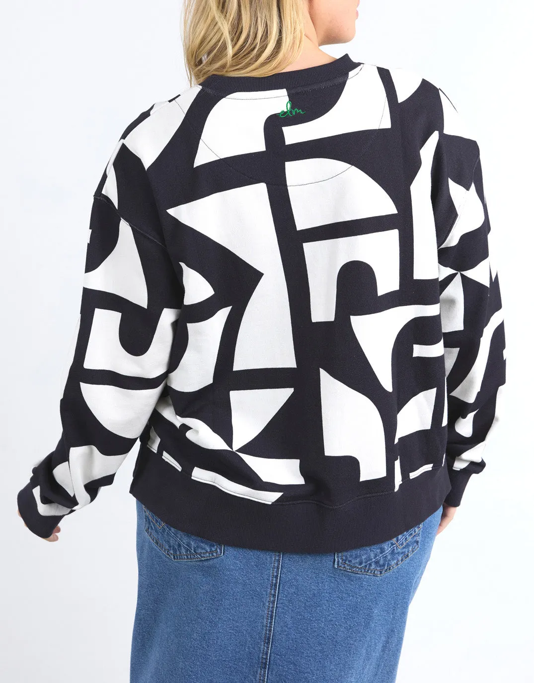 Dali Geo Crew - Midnight/White Geo Print