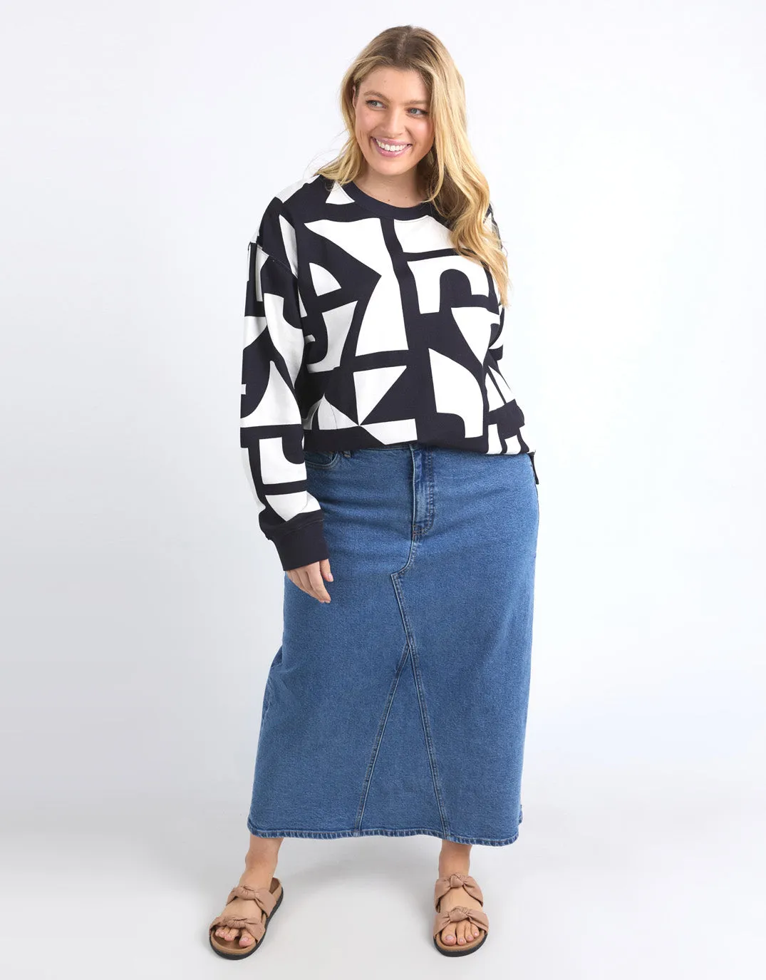 Dali Geo Crew - Midnight/White Geo Print