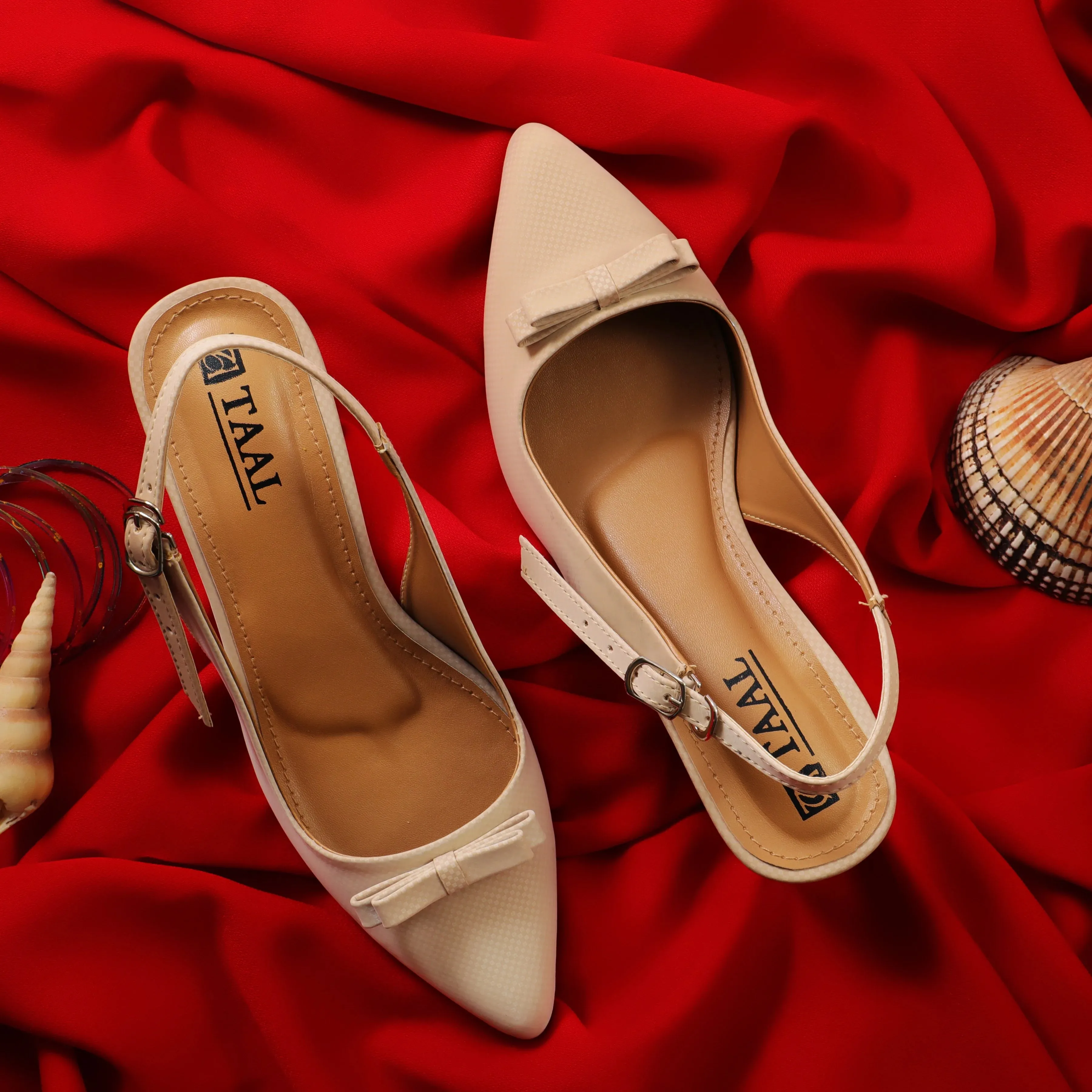 Elysia Beige women sling back heels