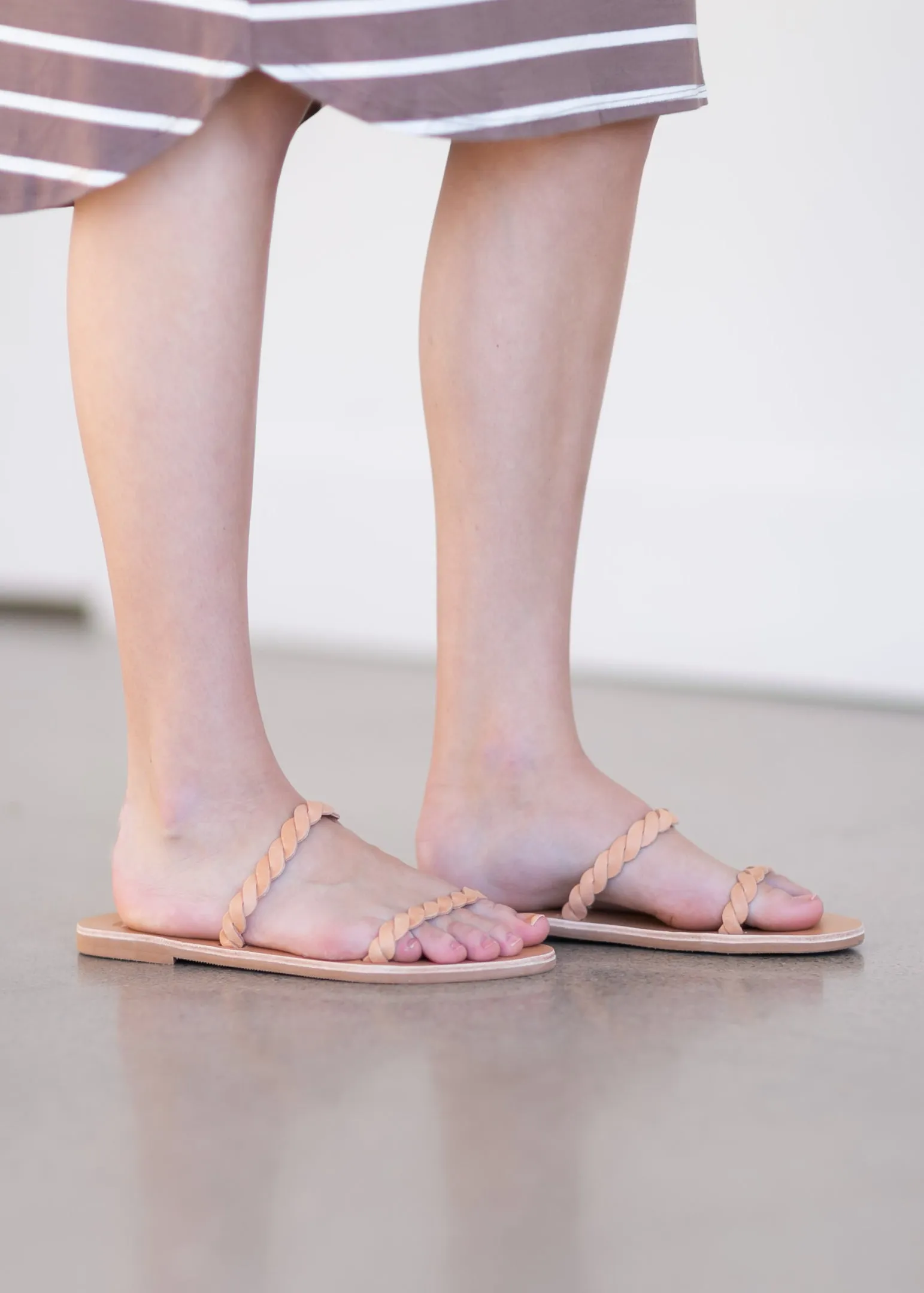 Genuine Handmade Greek Leather Slide Sandals - FINAL SALE