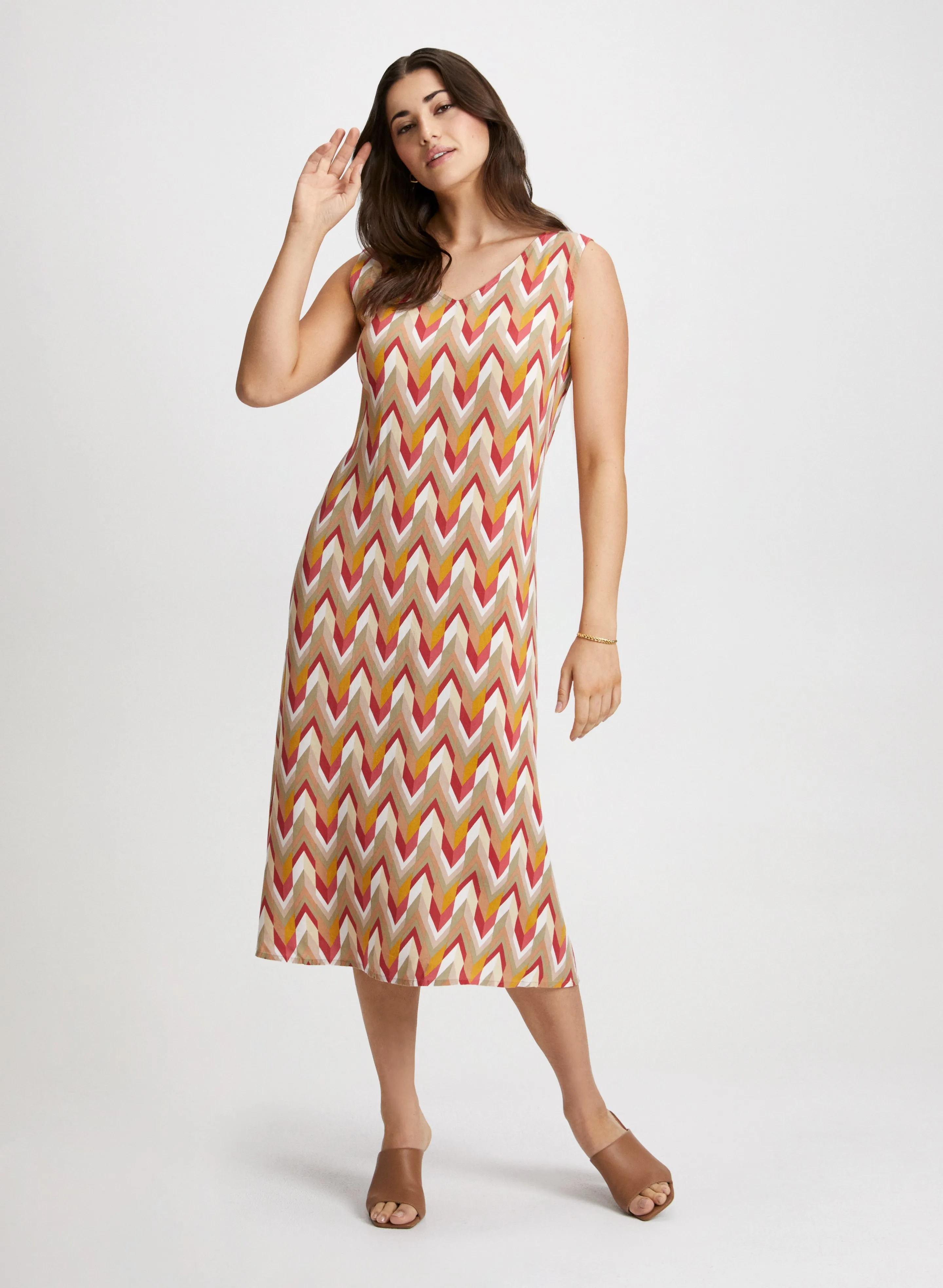 Geometric Print Sleeveless Dress