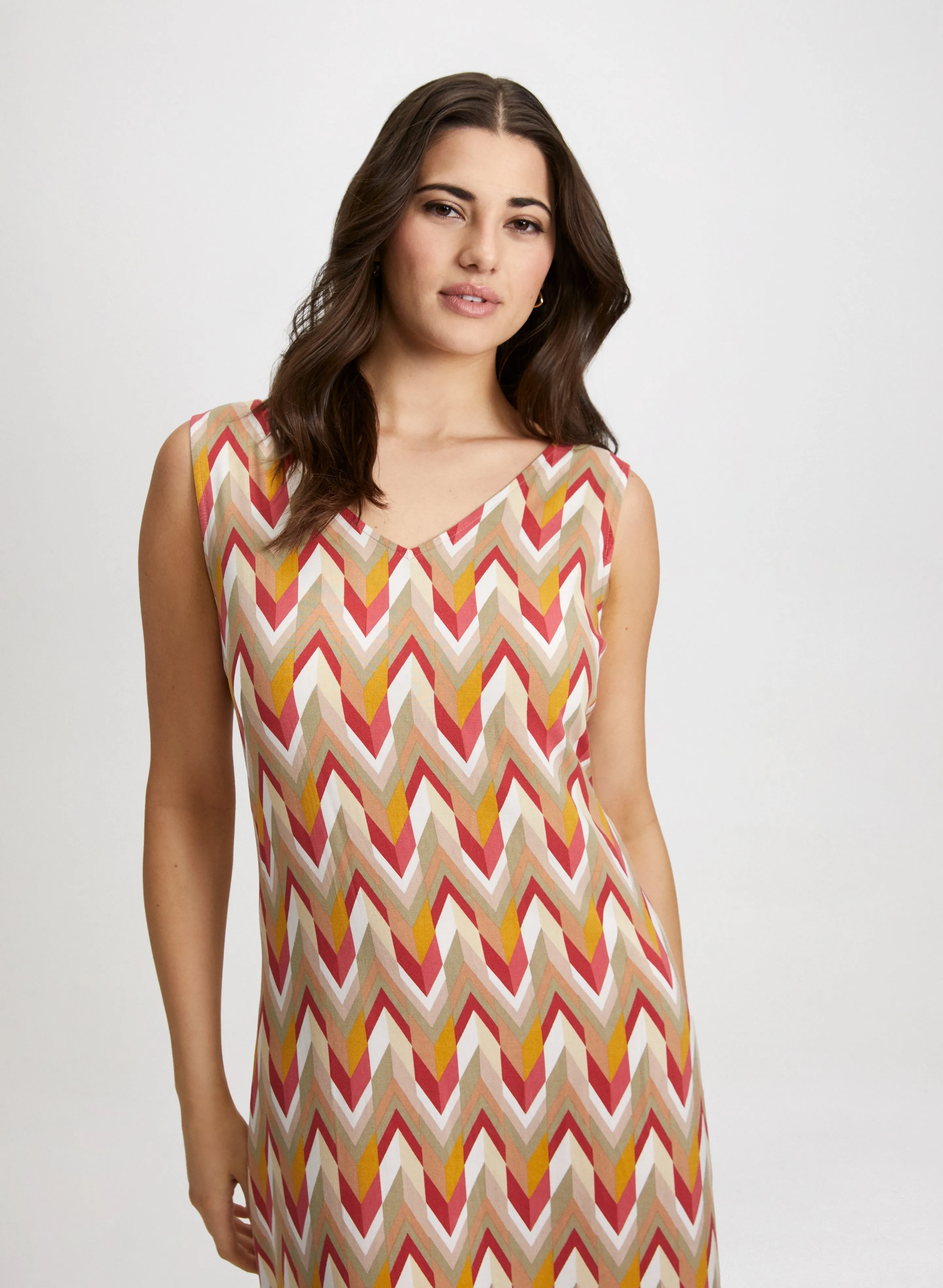 Geometric Print Sleeveless Dress