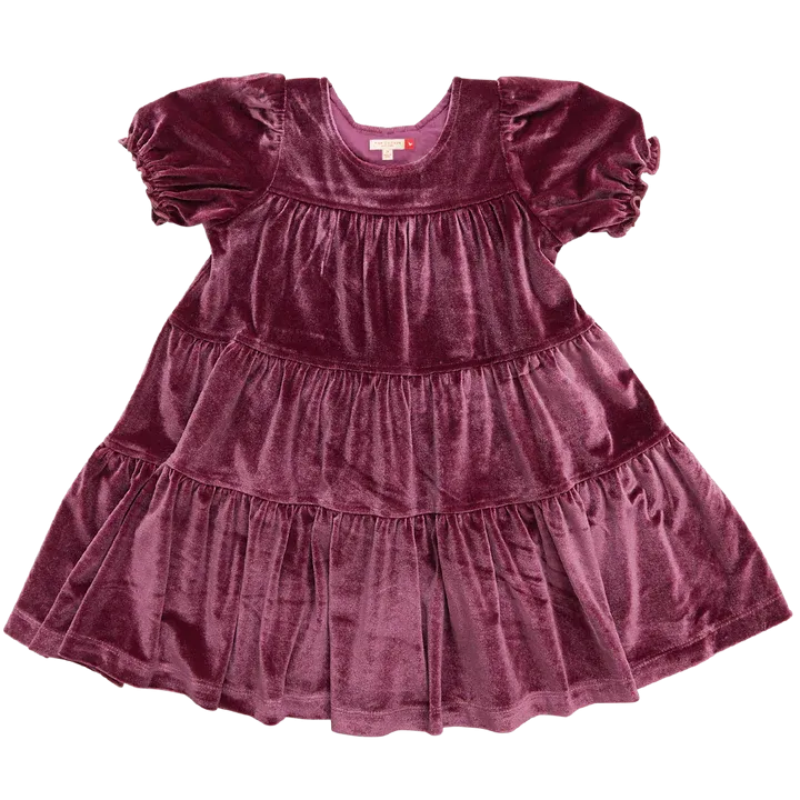 Girls Velour Elizabeth Dress - Sugarplum
