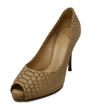 Giuseppe Zanotti Neutral Snakeskin Print Heels sz 8