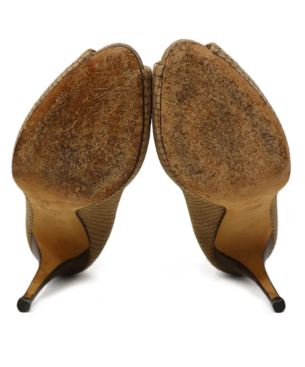 Giuseppe Zanotti Neutral Snakeskin Print Heels sz 8