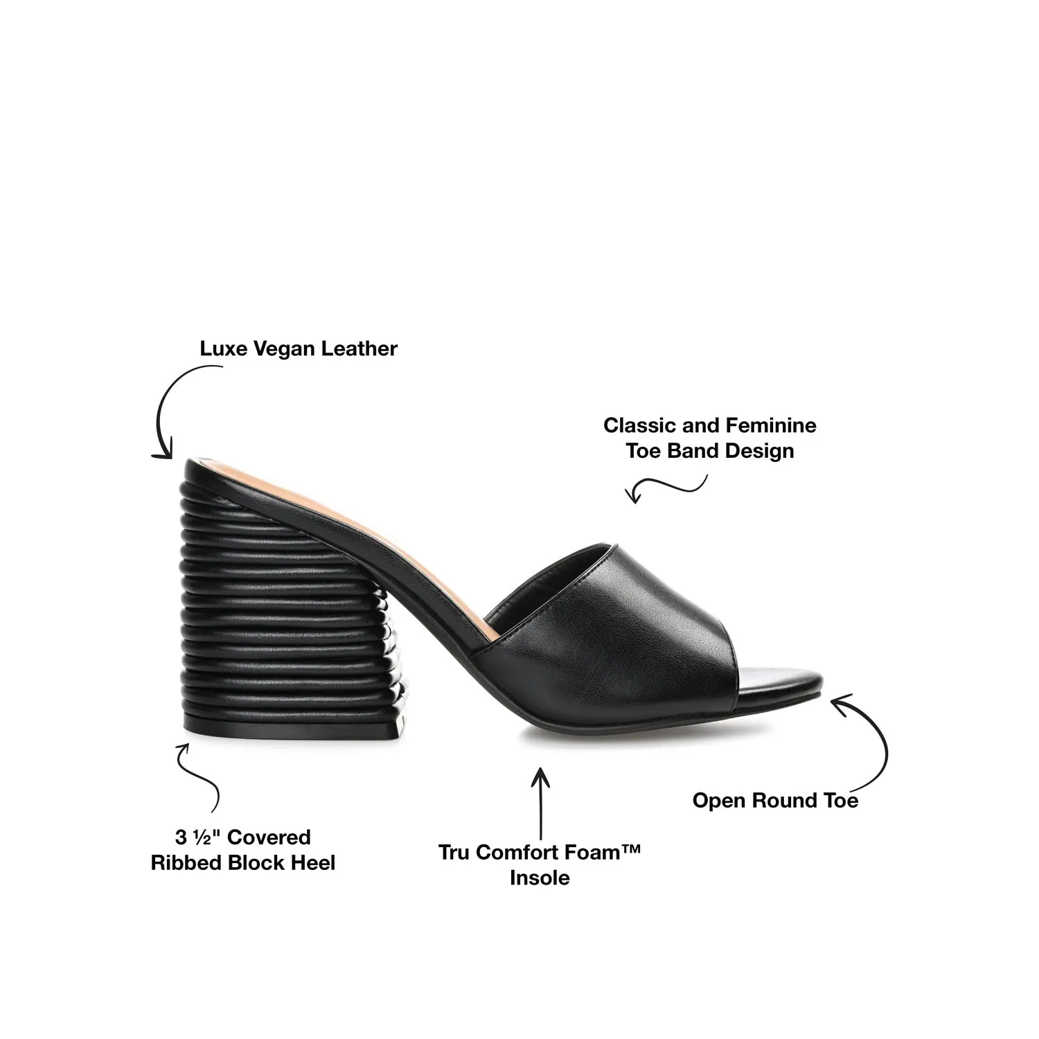 LESLEE MULE HEELS IN FAUX LEATHER