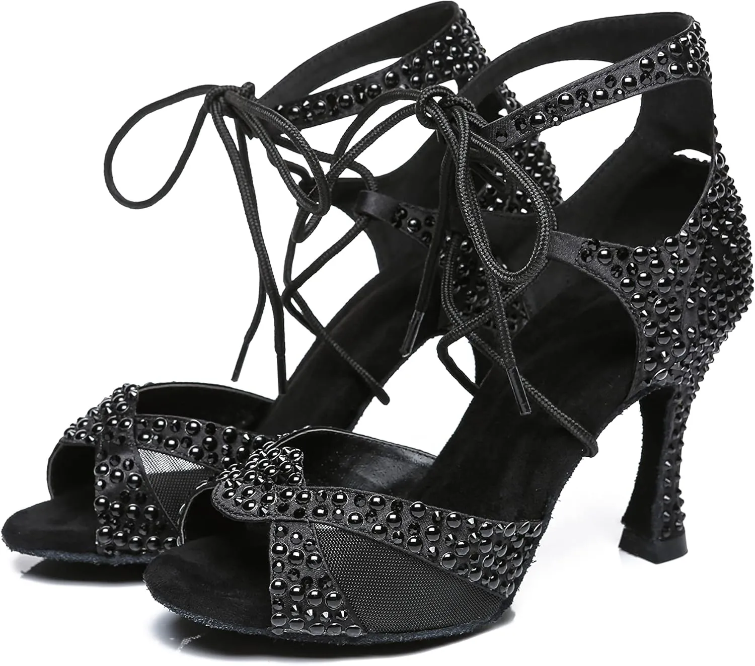 Minishion Ballroom Dancing Shoes Rhinestions Sparkle Dance Heels L452