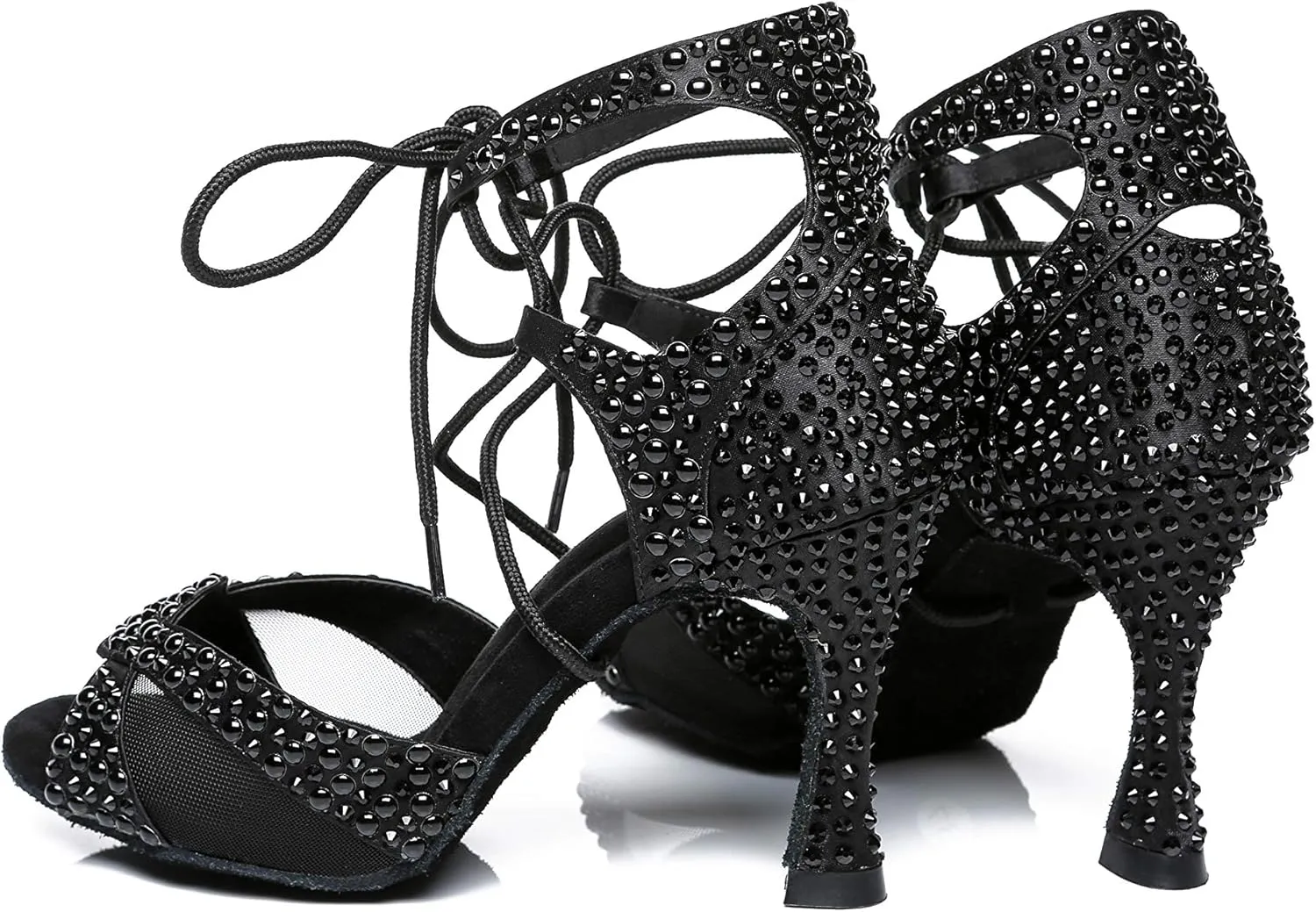 Minishion Ballroom Dancing Shoes Rhinestions Sparkle Dance Heels L452