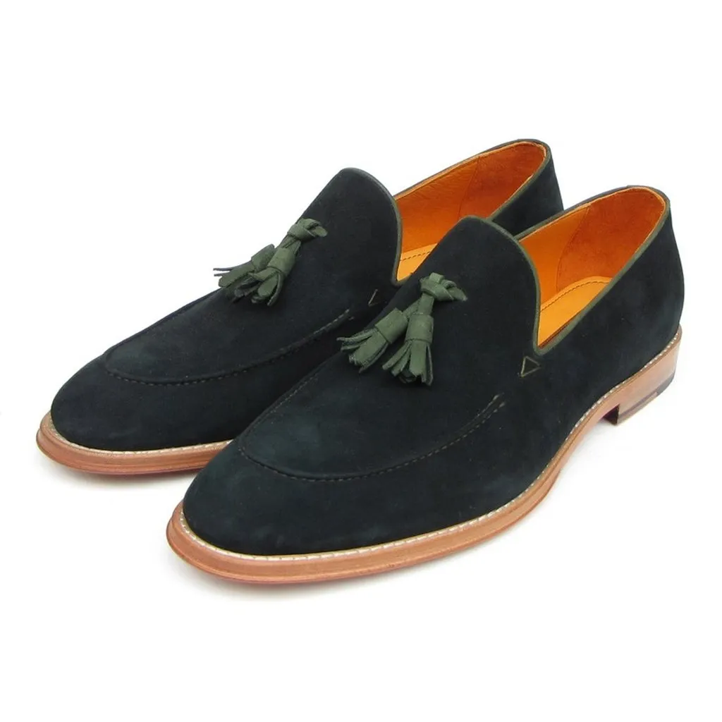 Paul Parkman Men's Tassel Loafer Green Suede Shoes (ID#087-GREEN)