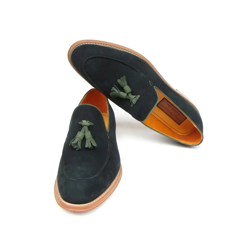 Paul Parkman Men's Tassel Loafer Green Suede Shoes (ID#087-GREEN)