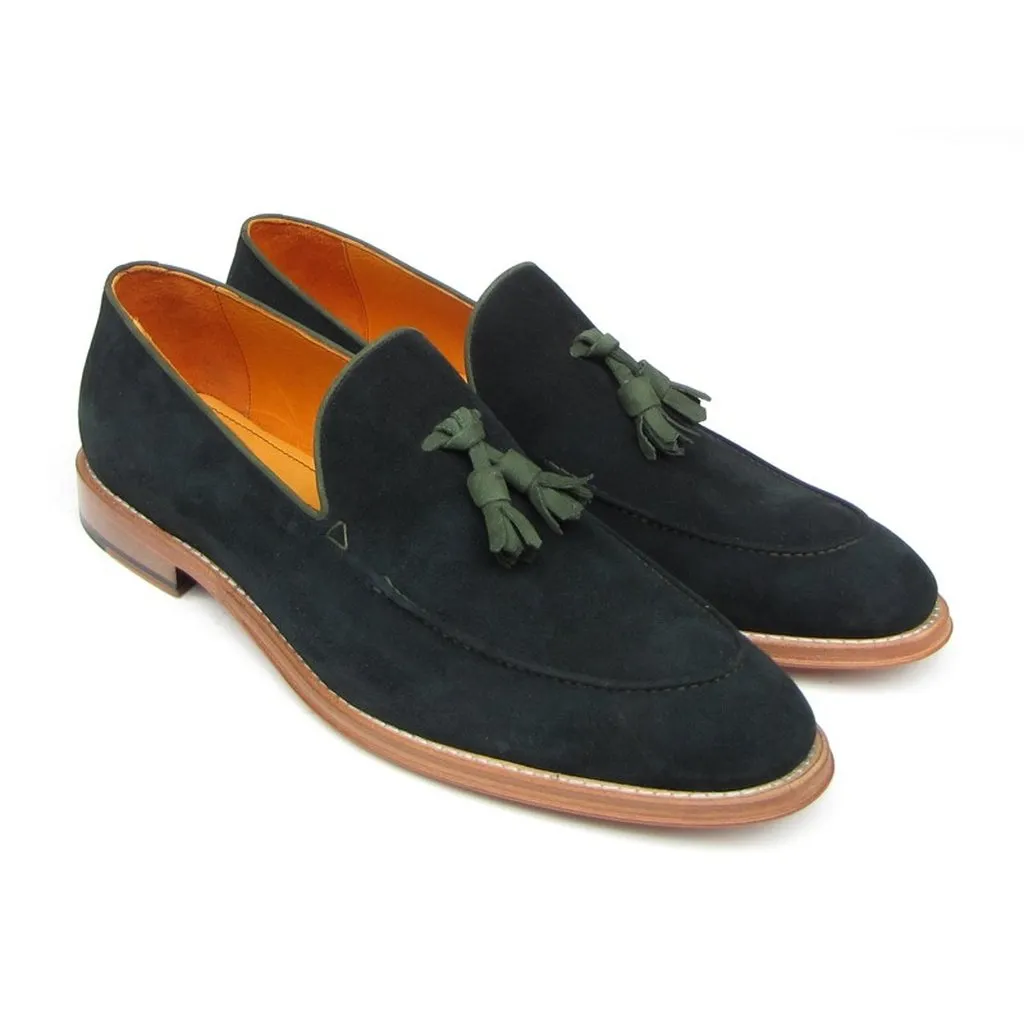 Paul Parkman Men's Tassel Loafer Green Suede Shoes (ID#087-GREEN)
