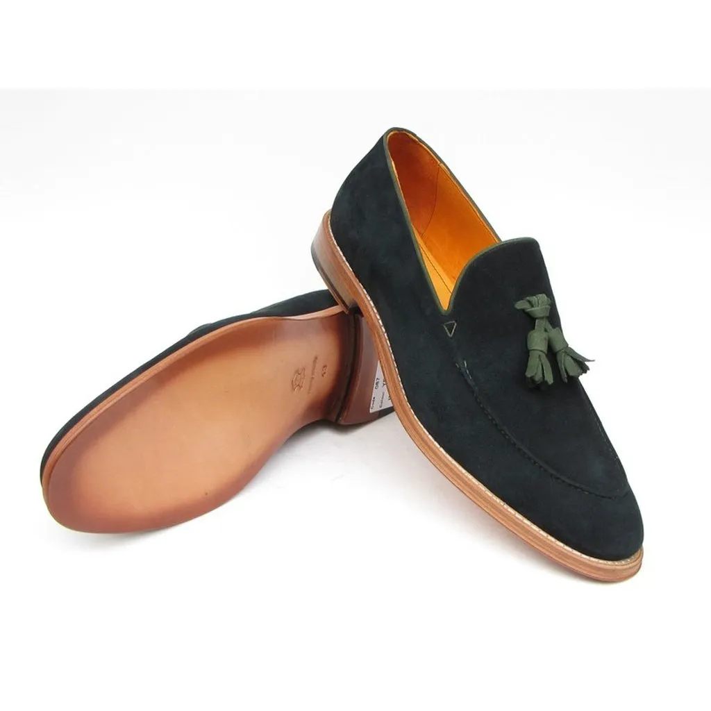 Paul Parkman Men's Tassel Loafer Green Suede Shoes (ID#087-GREEN)