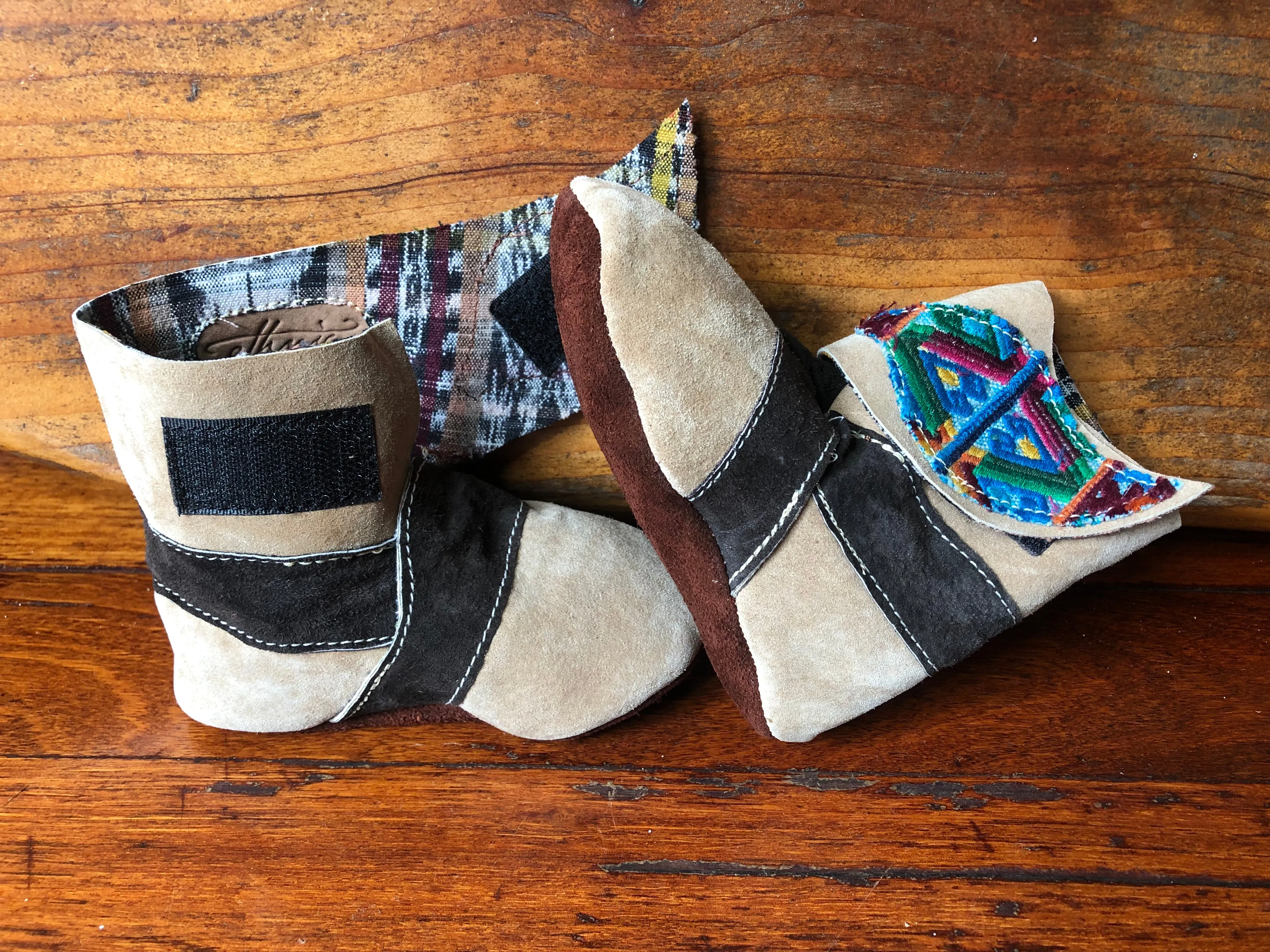 Size 23 Baby Ninja Boots - Tan, Black Rainbow Aztec