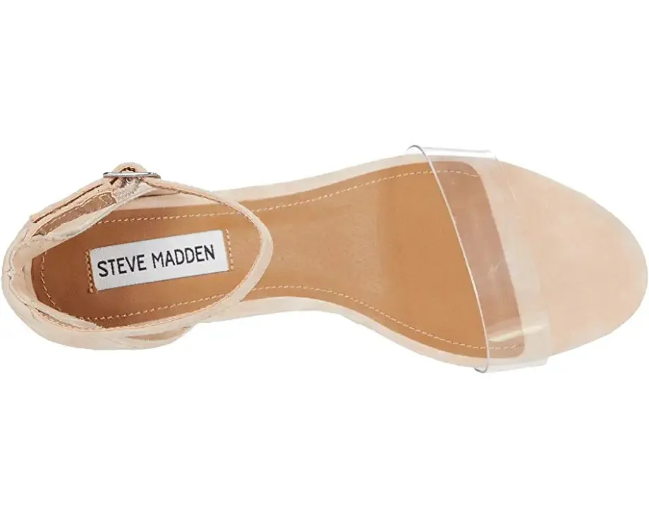 Steve Madden Irenee Raffia Two Piece Open Toe Ankle Strap Block Heel Sandals