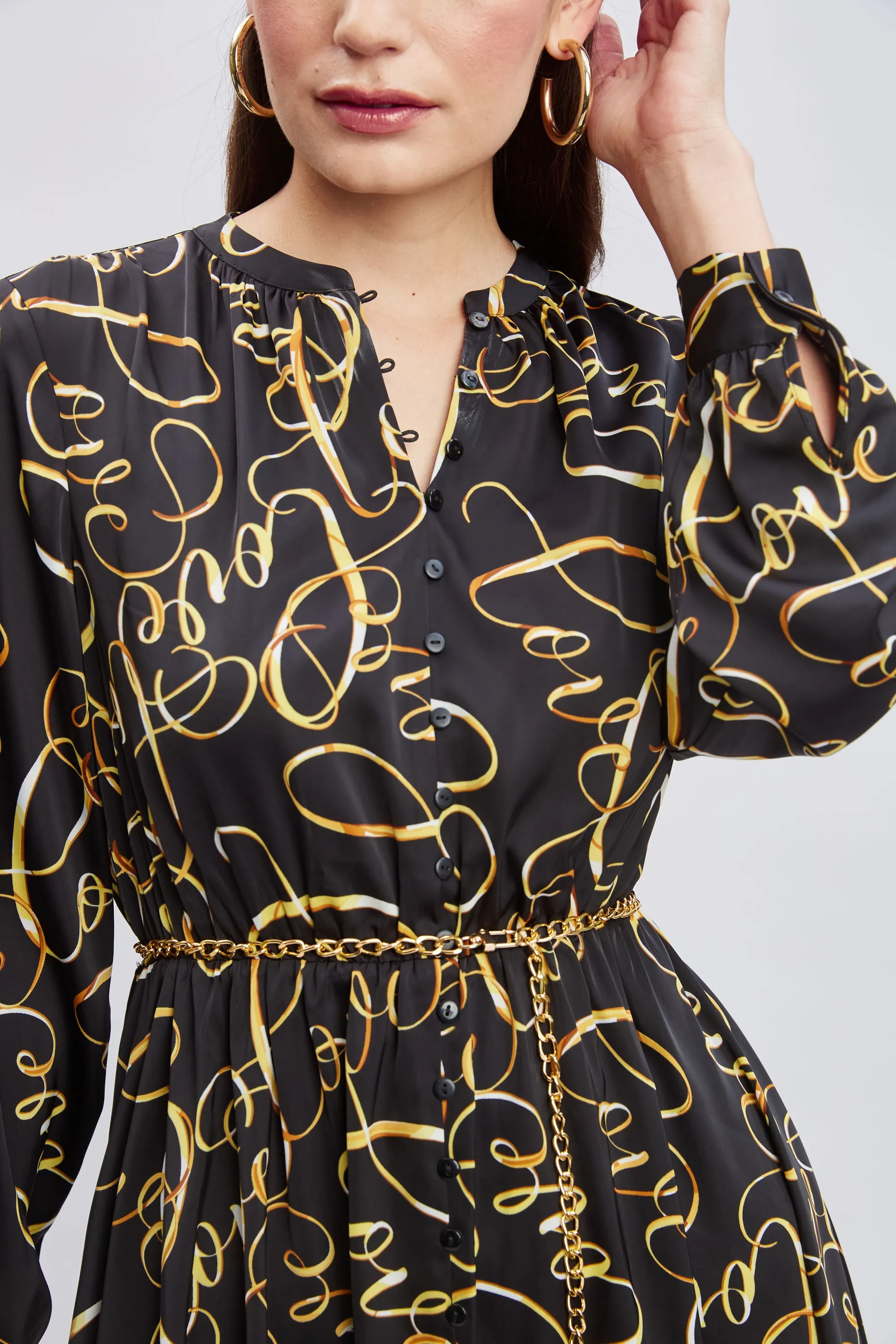 T-Tahari Letter Print Chain Dress