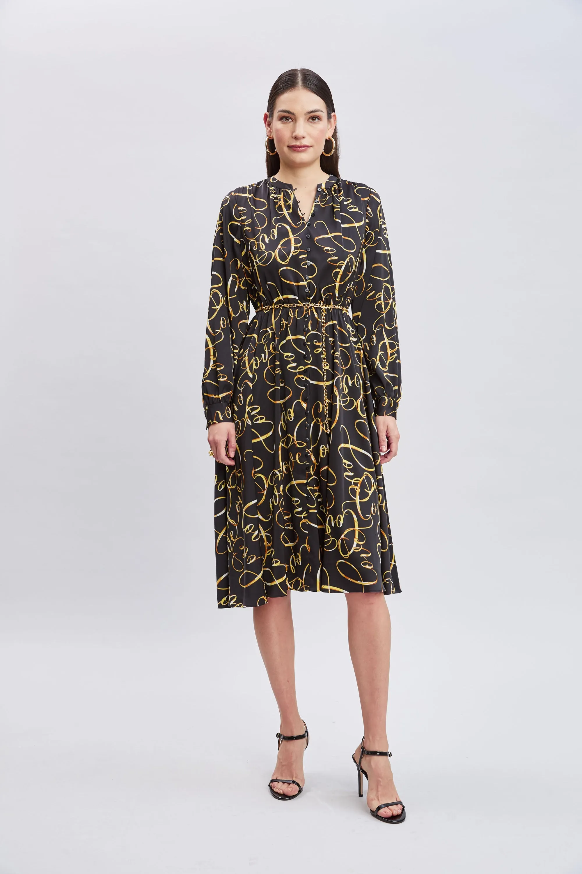 T-Tahari Letter Print Chain Dress