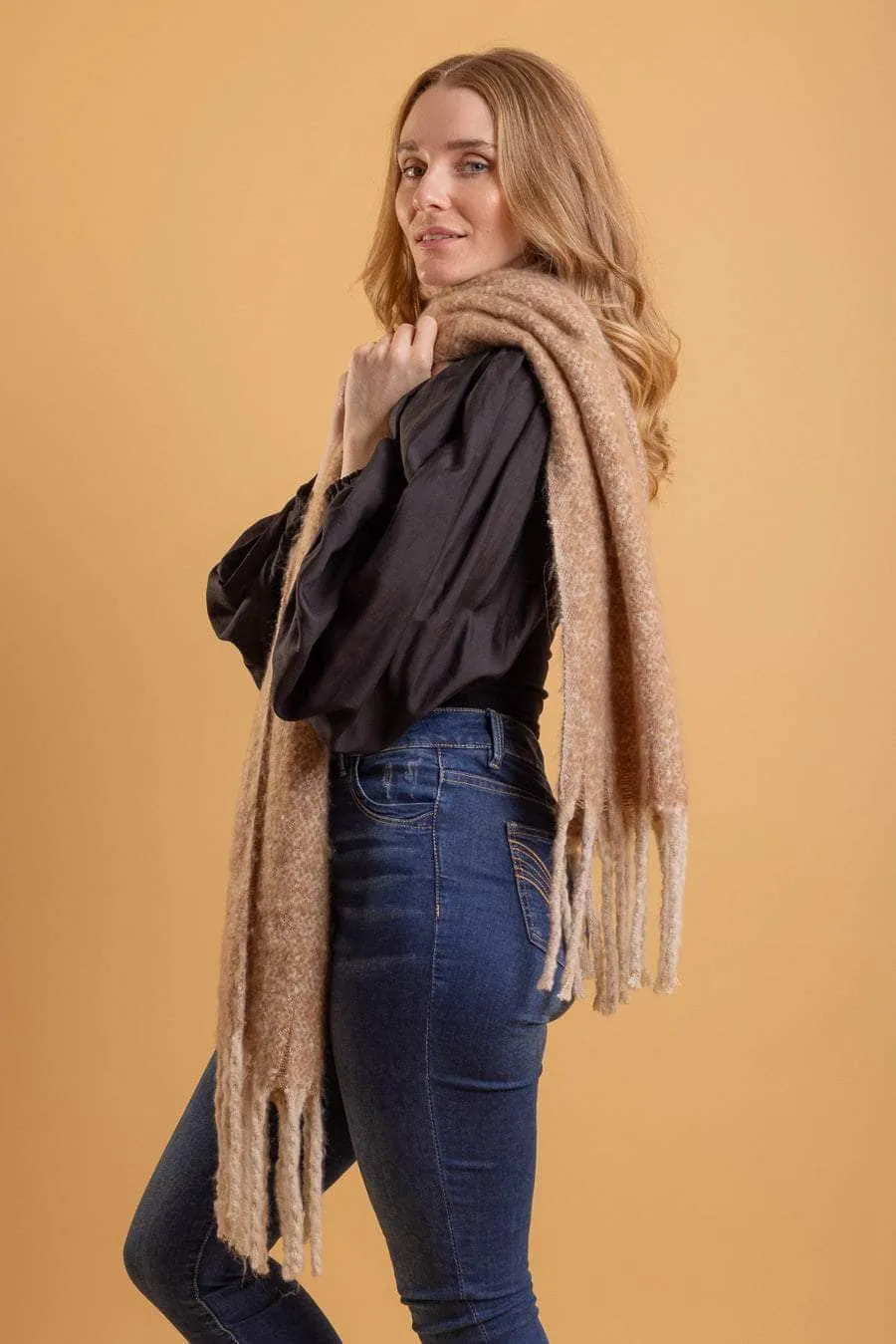 Tassel Scarf Beige Marle