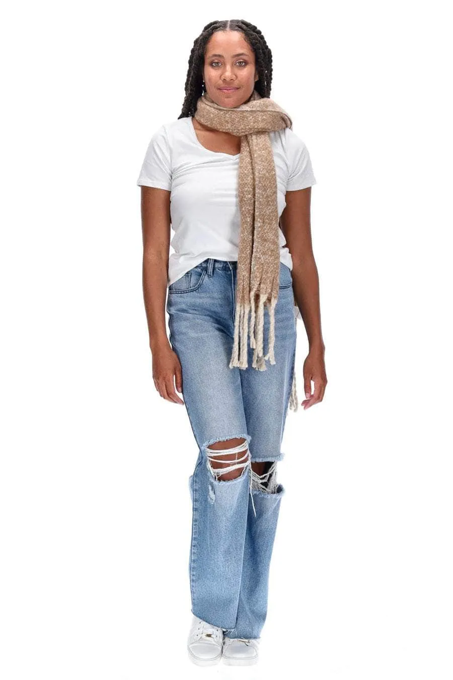 Tassel Scarf Beige Marle