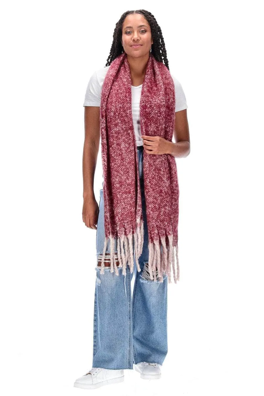 Tassel Scarf Berry Marle