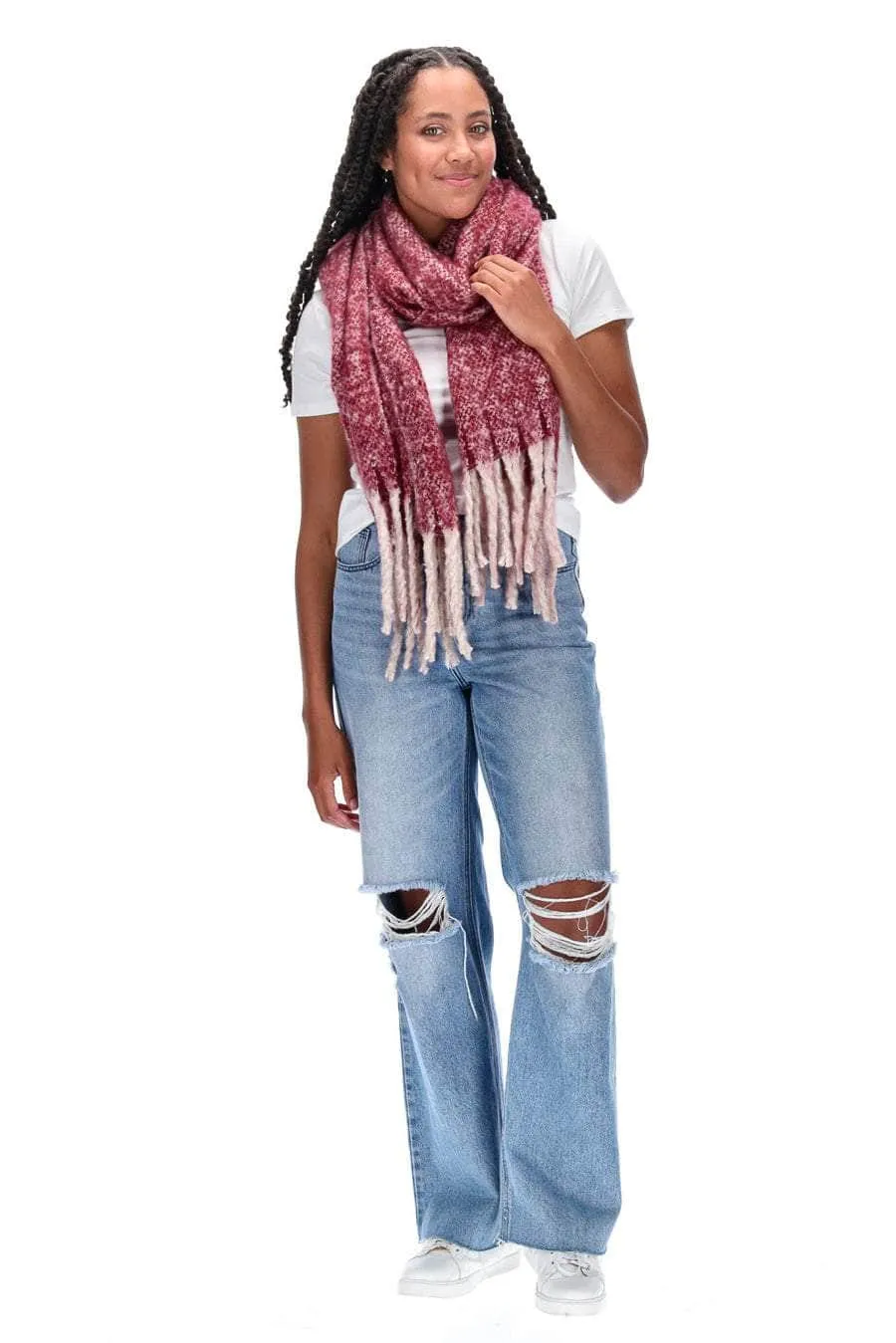 Tassel Scarf Berry Marle