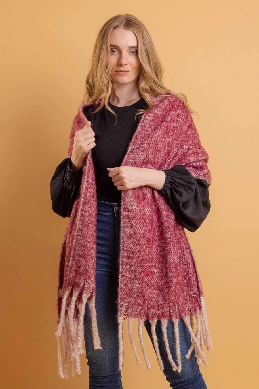 Tassel Scarf Berry Marle