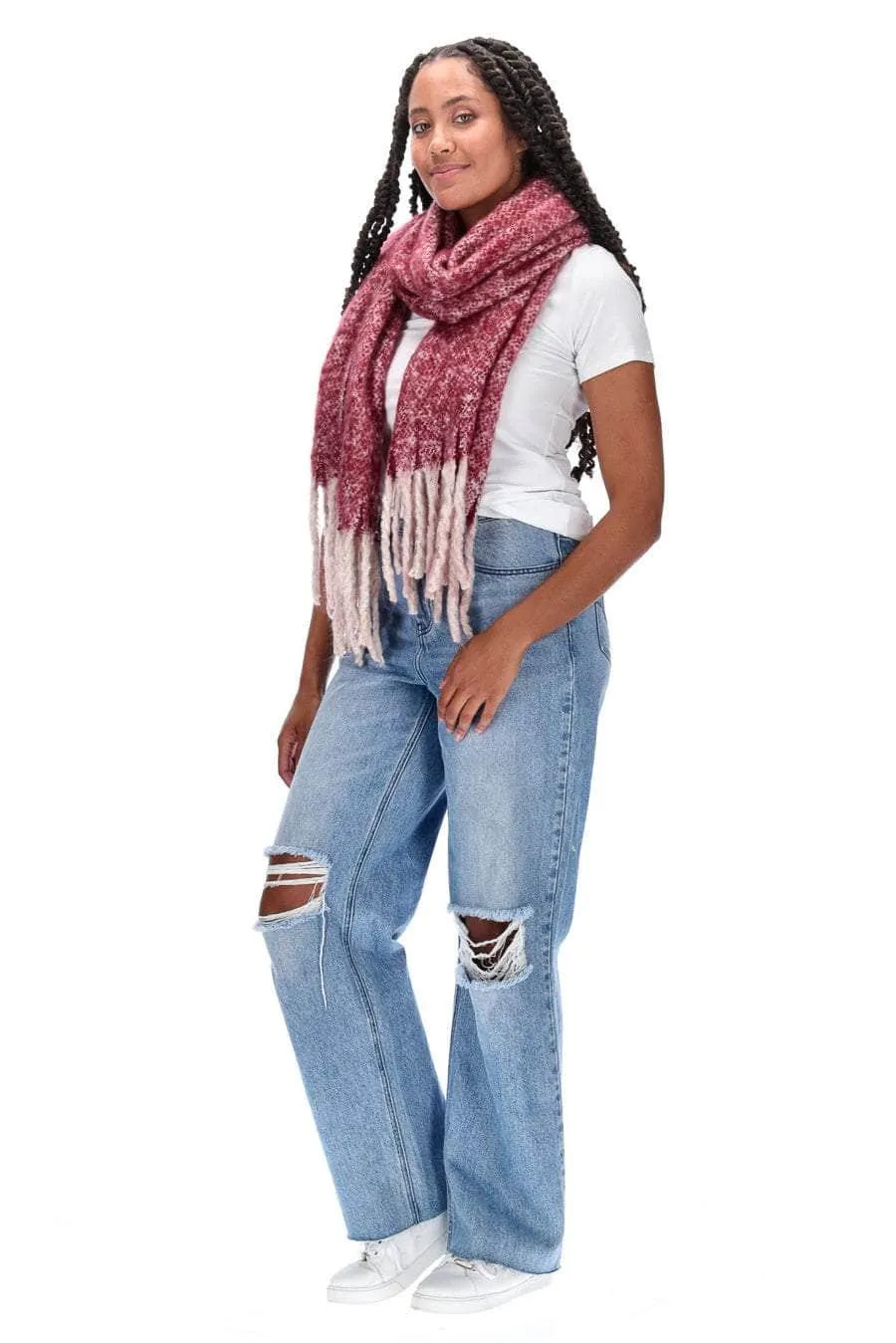 Tassel Scarf Berry Marle