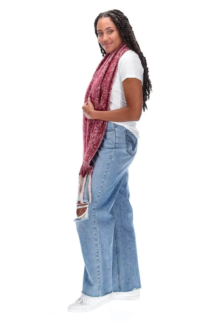 Tassel Scarf Berry Marle