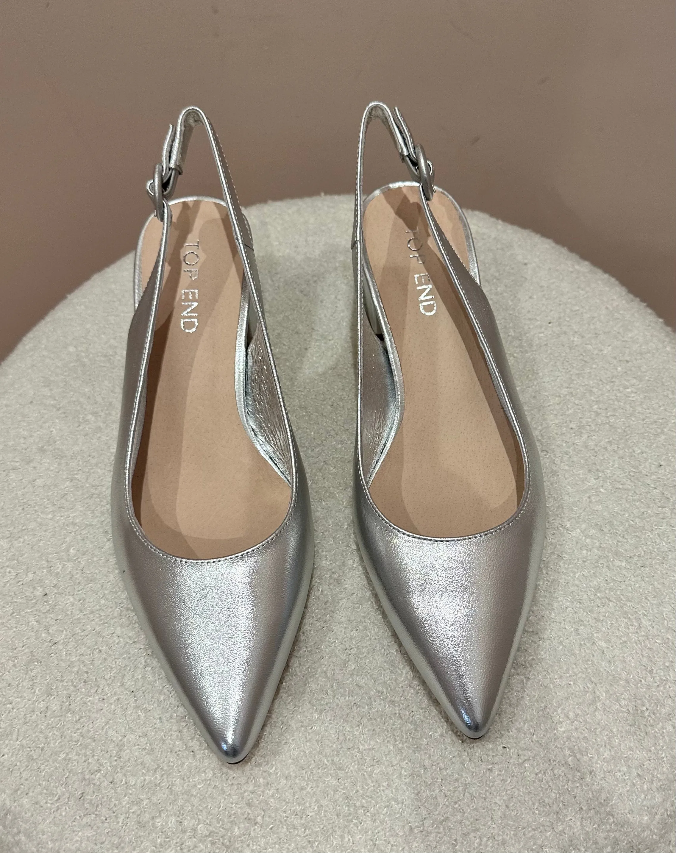 TOP END - Abigale Leather Heel SILVER