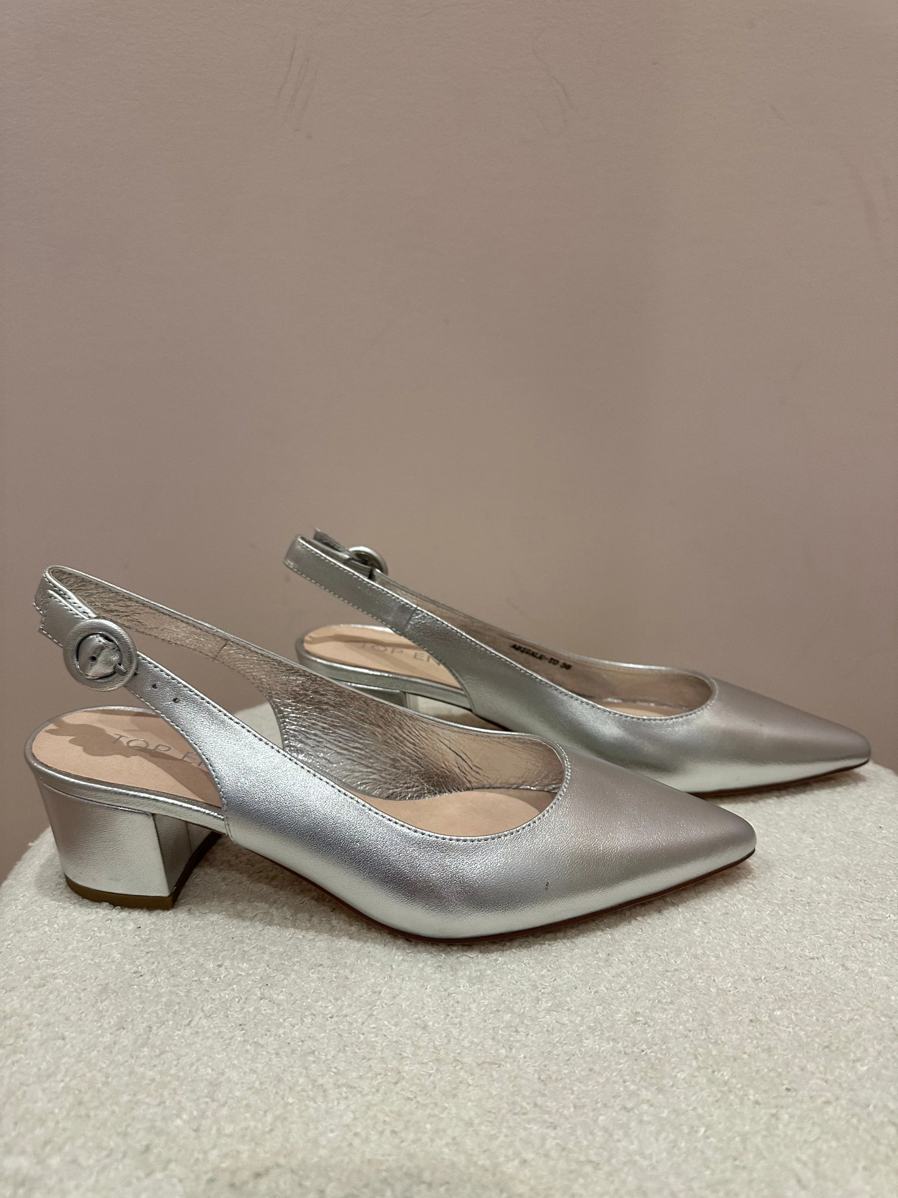 TOP END - Abigale Leather Heel SILVER